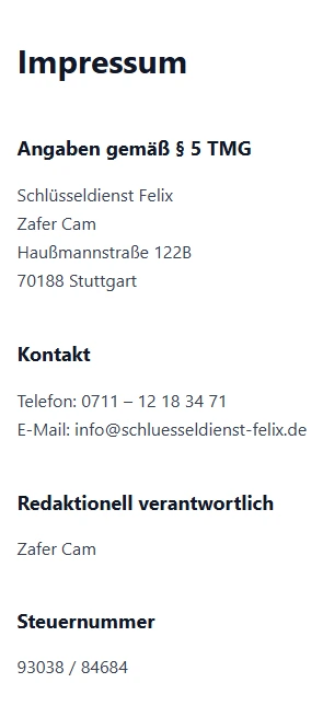 Impressum - Angaben gemäß § 5 TMG